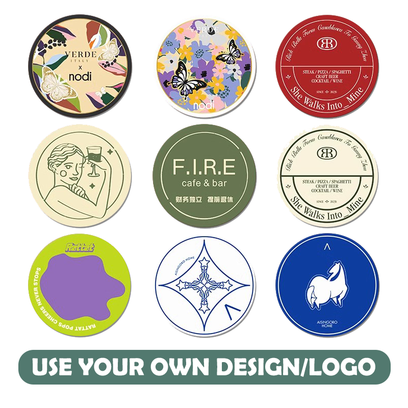 Absorbent Pulpboard Coasters Durable for Beer Cold Drinks Custom Sizes Shapes HLCOA1002